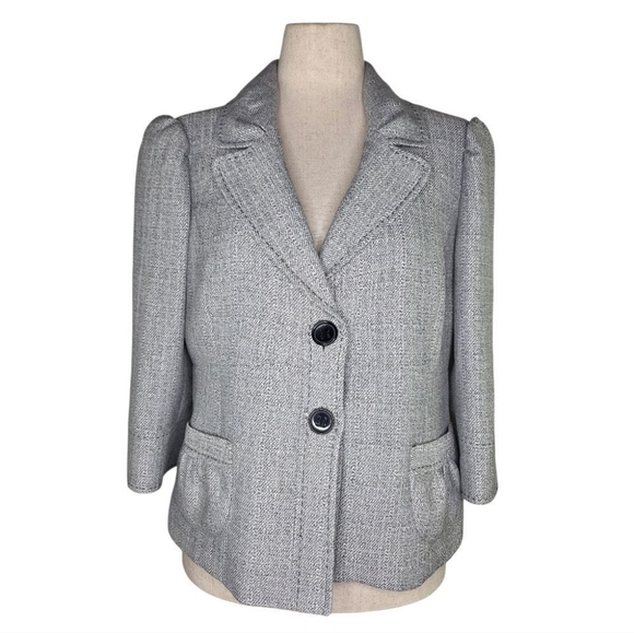 Nine West Gray Blazer Women’s Size 8 Textured Suit Jacket Career Office Wear - Picture 1 of 9